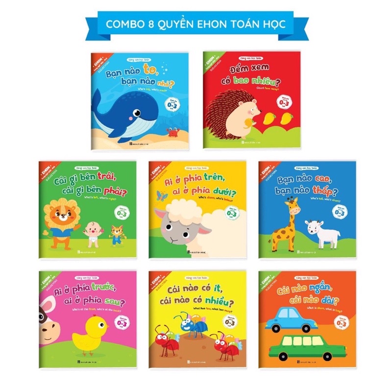 Ehon Toán Học Đầu Đời Cho Bé 0-3 Tuổi: Cùng Con Học Toán - Song Ngữ Việt Anh (Bộ 8 Cuốn)