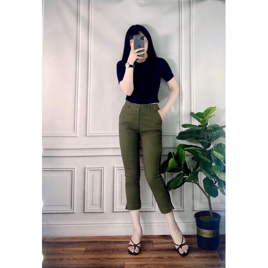 Quần Baggy Lở Kaki Lưng Thun Thời Trang Nữ Tôn Dáng