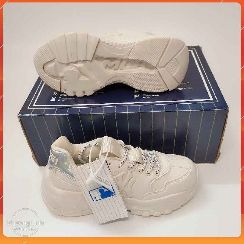 Giày thể thao nam nữ Boston NY LA màu kem, giày Sneakers nam nữ tăng chiều cao M56