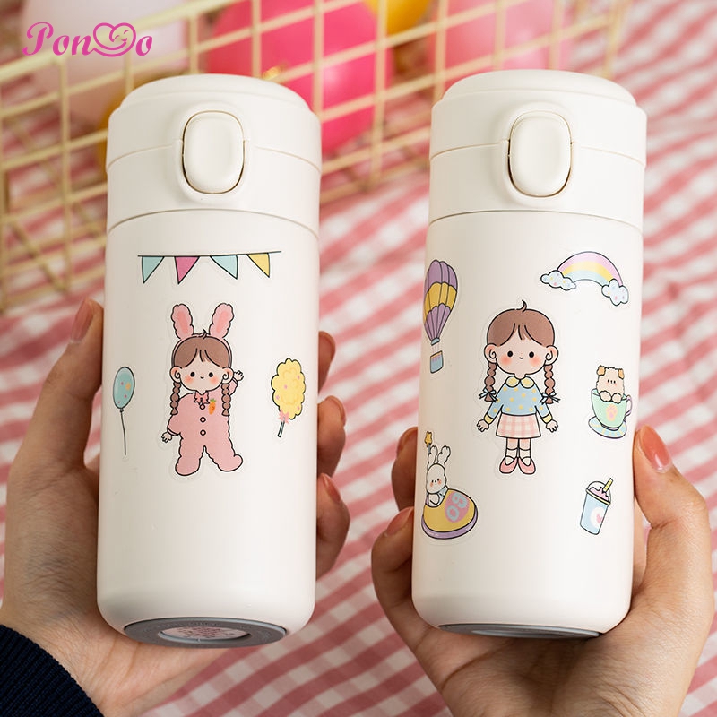 Hình dán hoạt hình 30 họa tiết trang trí chai nước DIY