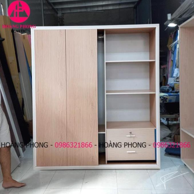 ( HÀNG CAO CẤP ) Tủ quần áo 4 cánh nhựa vân gỗ cửa lùa 1m62 x 1m85 Miễn phí vận chuyển