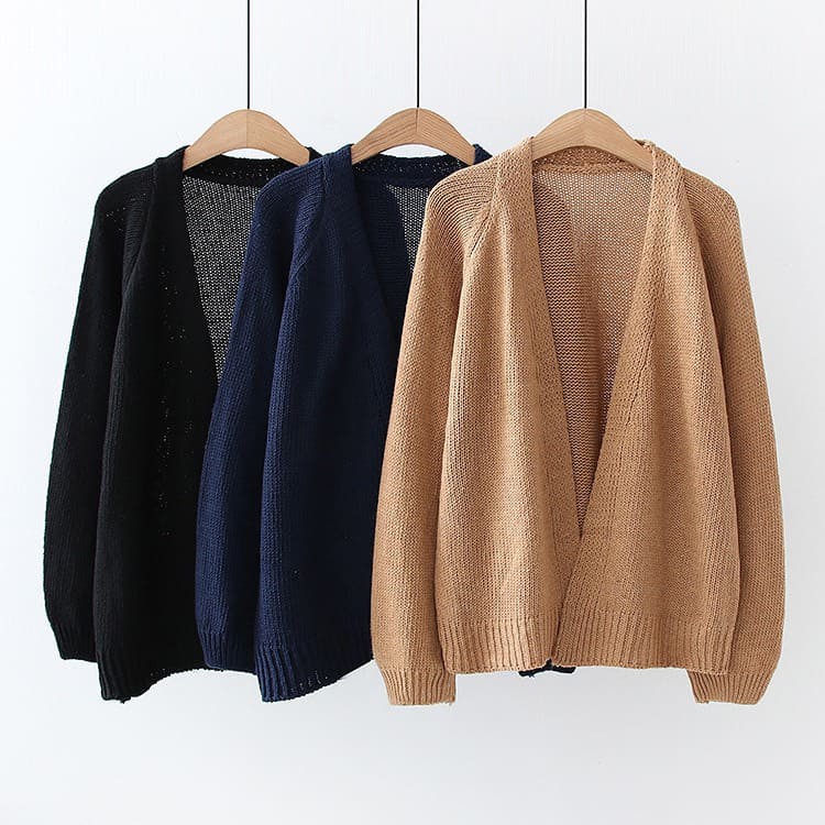 Áo cardigan khoác len dệt kim nữ form rộng dáng dài chất dày dặn mùa thu đông phong cách Hàn Quốc ; A08 - BONMIE