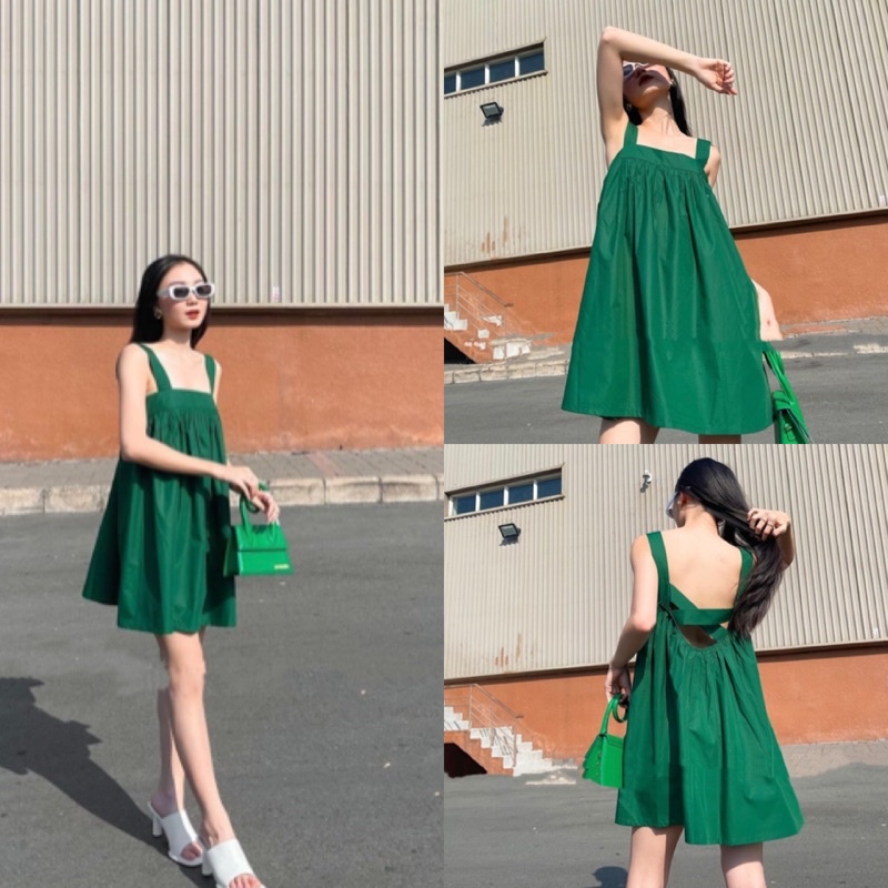 Đầm Ngắn BABYDOLL YIKO DRESS HỞ LƯNG thiết kế đan dây chéo quyến rũ phong cách hàn quốc ullzang form rộng oversize