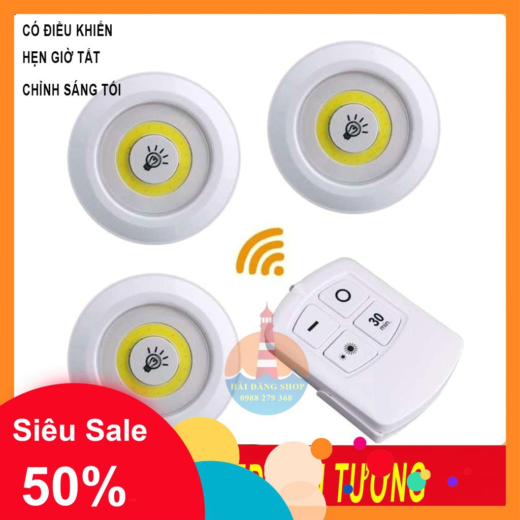 (GIÁ HUỶ DIỆT)Đèn  LED mini  bộ 3 đèn gắn tường, tủ,làm đèn ngủ, có điều khiển từ xa
