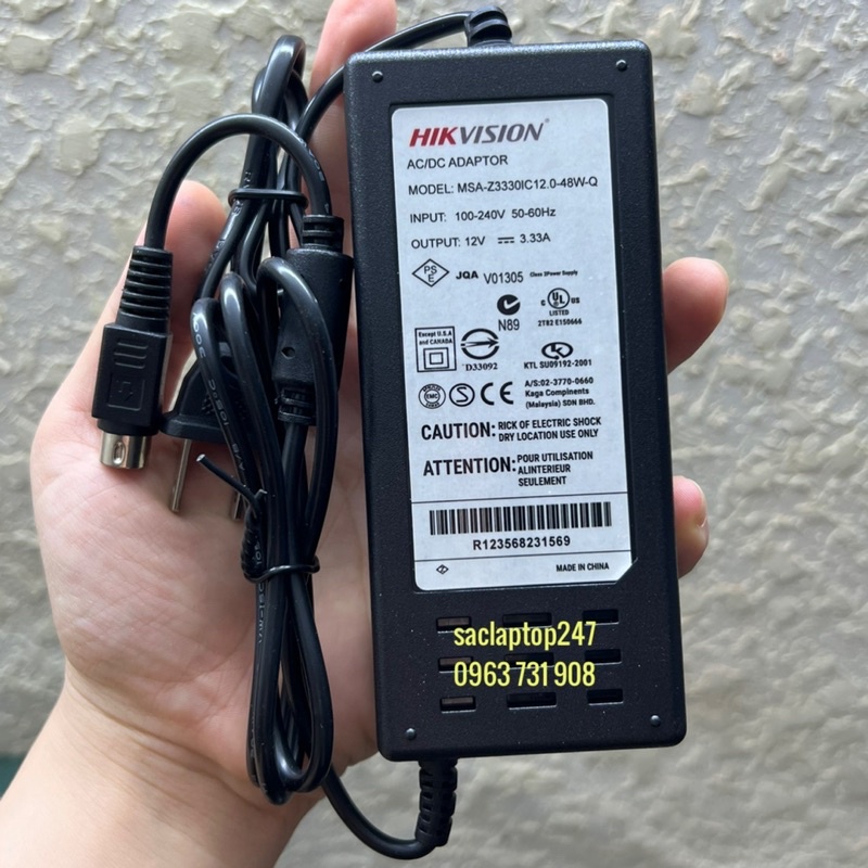 Adapter-nguồn đầu ghi hikvision 12v 3,33a chân 4 kim