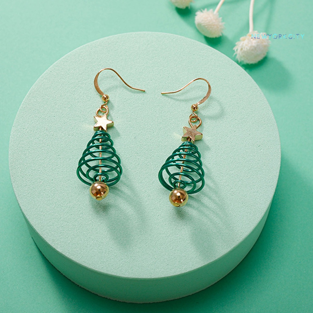 1 Đôi Khuyên Tai Kim Loại Hình Cây Phong Cách Giáng Sinh