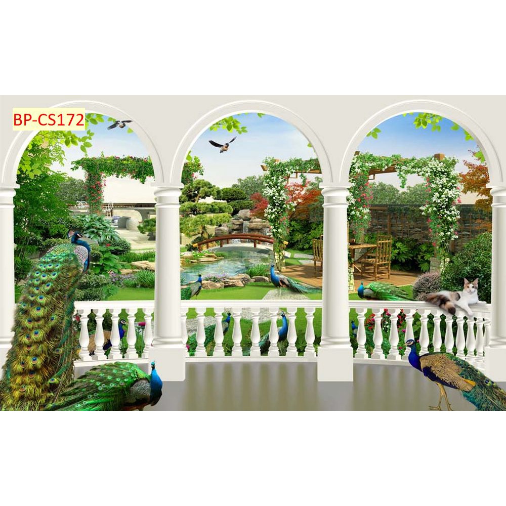 Tranh 3d dán tường cửa sổ hiện đại