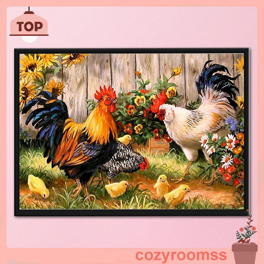 (canvas no printing)  Tranh thêu chữ thập hình con gà 11CT
