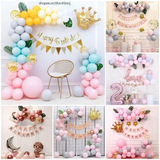 [Tuyển chọn] Combo set bóng trang trí sinh nhật bé gái siêu đẹp mà dễ làm tặng đủ phụ kiện bơm  keo dán dây kết nối KM