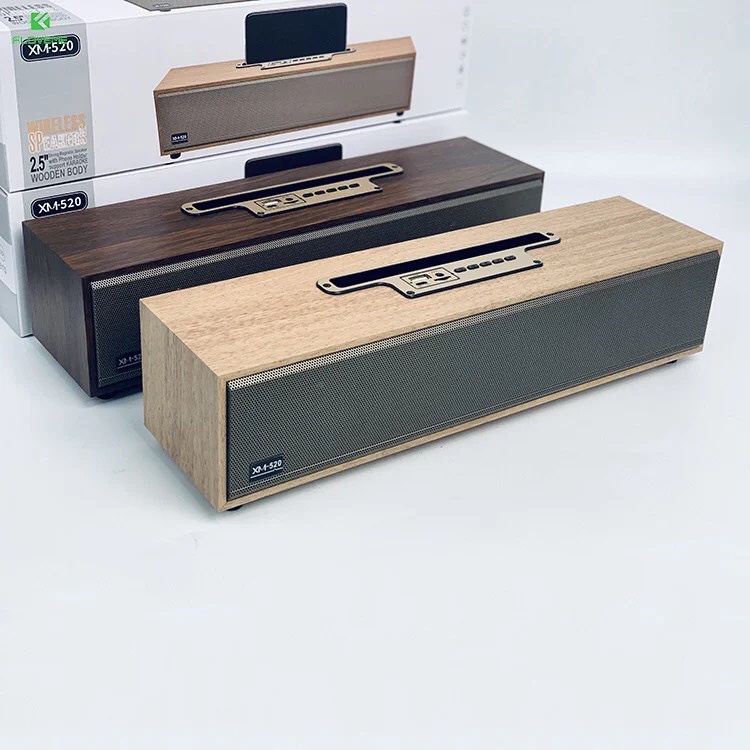 New 2022 , Loa Bluetooth XM 520 Thiết Kế Vỏ Gỗ Sang Trọng Dạng Thanh Để Bàn , Bass Chuẩn , Ấm , Công Suất 20W Siêu Trầm.