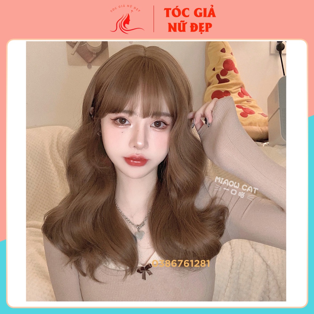 Tóc giả nữ đẹp 😋FREESHIP😋Tóc giả nguyên đầu xám lạnh mẫu mới c0304