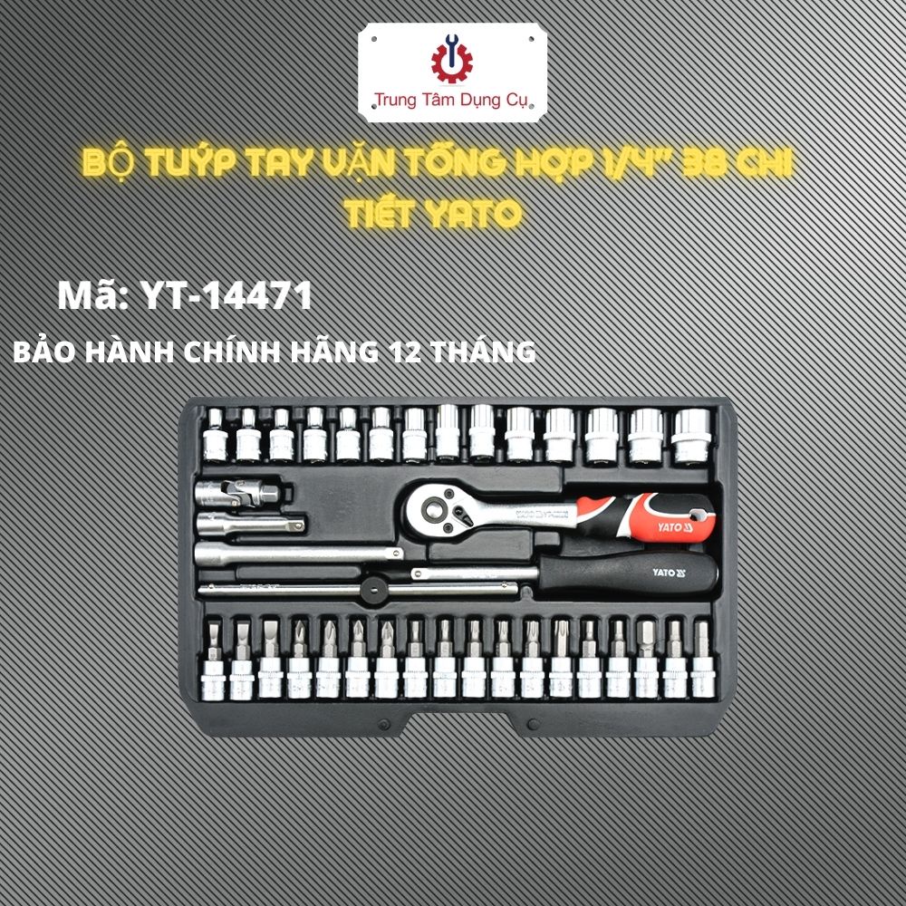 Bộ tuýp tay vặn tổng hợp 1/4" 38 chi tiết YATO YT-14471