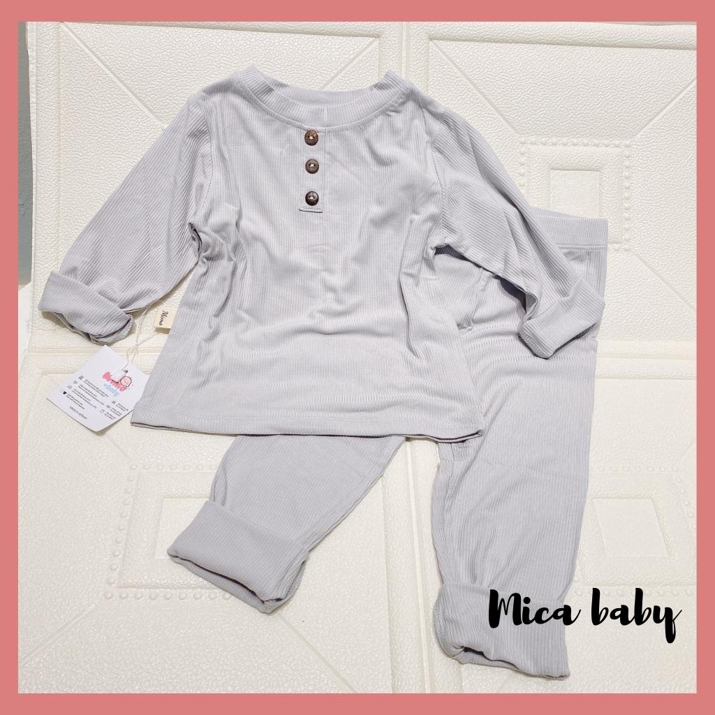 Bộ quần áo dài tay chất thun tăm co dãn cho bé trai bé gái  mặc thu đông Mica baby QA38