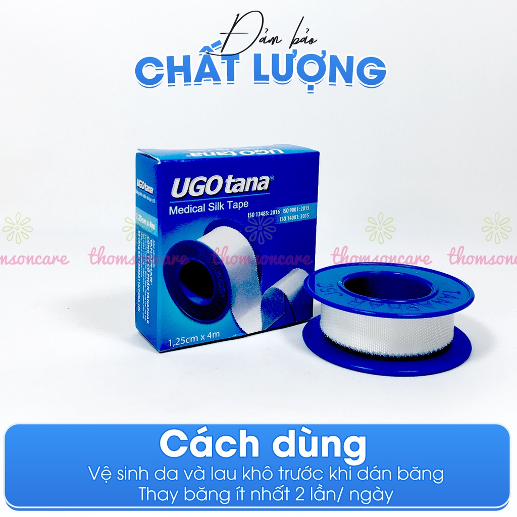 Băng keo lụa y tế UGOTANA kích thước 1,25cm x 4m - độ dính cao, mềm, sơ cứu băng vải dính vết thương