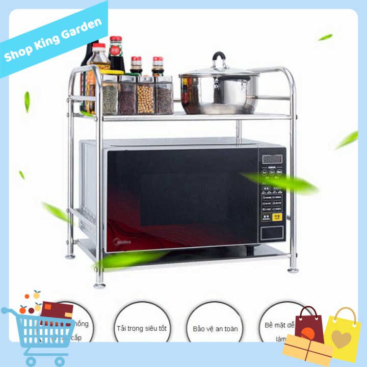 Giá đựng để lò vi sóng đựng đồ thép không gỉ 50x35x53cm - King's Garden