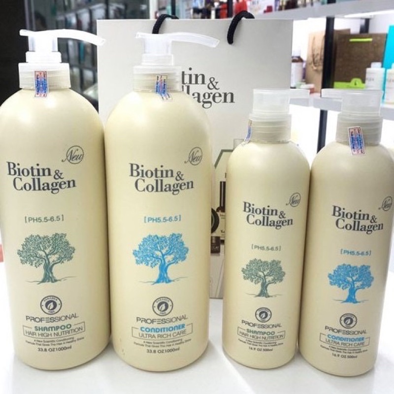 [FREE SHIP] Combo 2 chai dầu gội xả Biotin Collagen 1000ml Chống gãy rụng