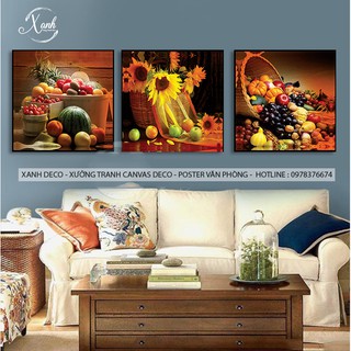 Bộ tranh canvas tĩnh vật hoa quả trang trí không gian bếp