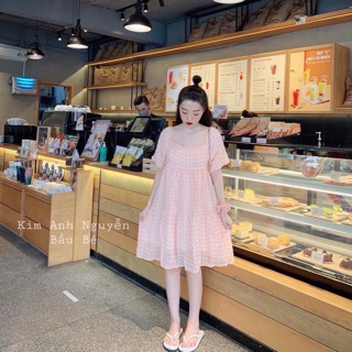 ĐẦM HỒNG BABY CỔ U