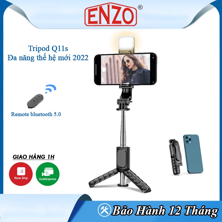 Tripod Điện Thoại 3 Chân Chống Rung, Gậy Chụp Hình Tự Sướng Selfie Bluetooth Đa Năng Q11s, Chân Livestream Cao Cấp