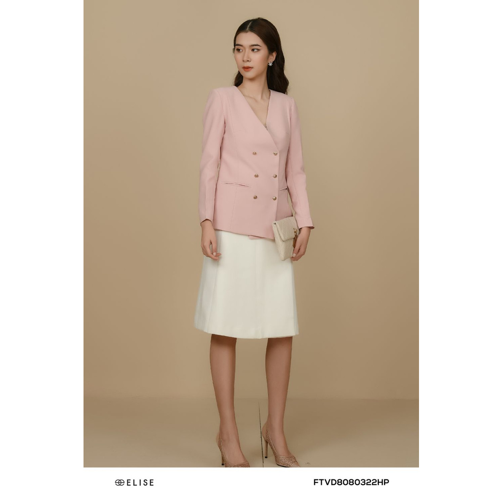 [Mã FAMALLT5 giảm 15% đơn 150k] Áo vest hồng phấn cúc thiết kế Elise