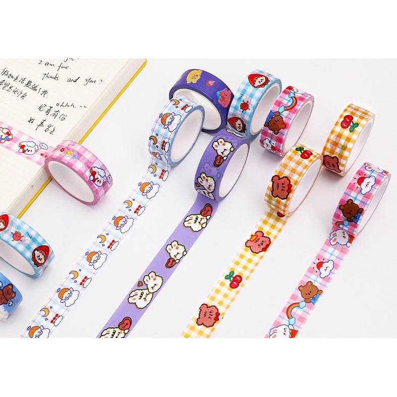 Washi tape Băng dính cô gái dễ thương trang trí đầy màu sắc đơn giản sáng tạo C-11