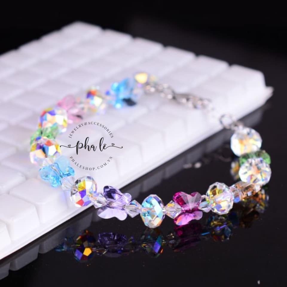 Vòng Tay Pha Lê Bướm Màu S08mm - Tròn Dẹp Được Thiết Kế Từ Pha Lê Swarovski