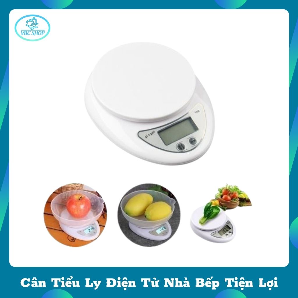 Cân Tiểu Ly Điện Tử Nhà Bếp 5kg Tiện Dụng, Cân Tiểu Ly Nhà Bếp Hình Tròn Dễ Sử Dụng