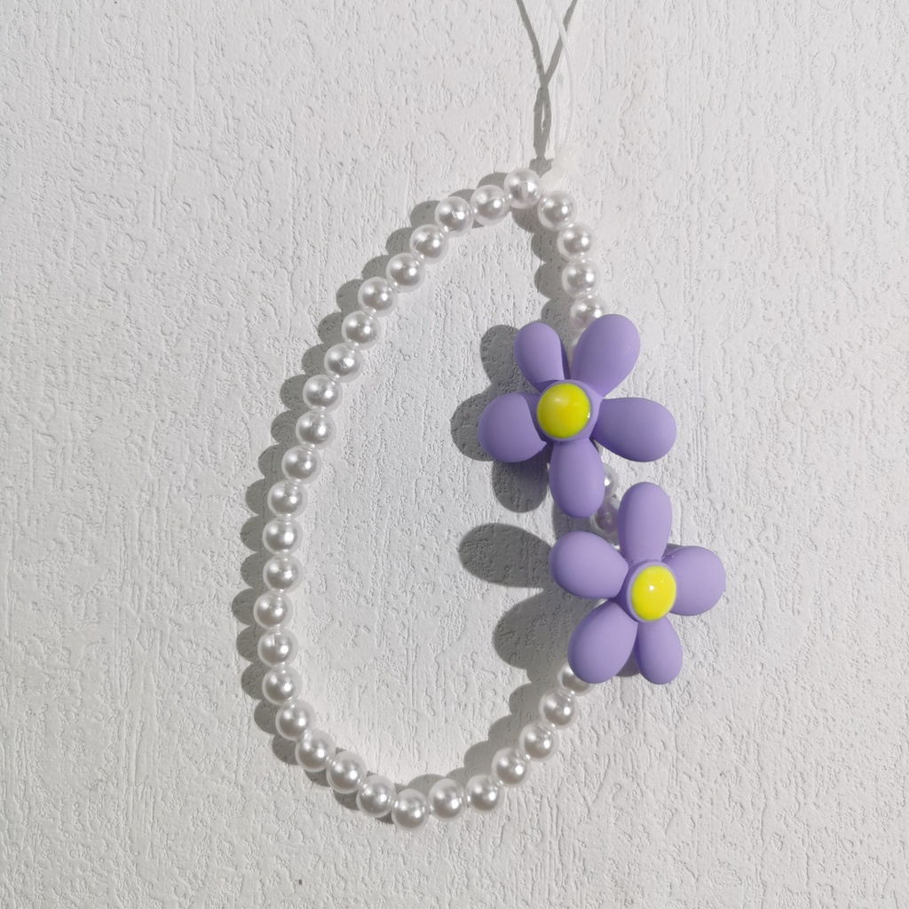 Dây Đeo Điện Thoại Bằng Acrylic Mềm Đính Hạt Ngọc Trai Hình Hoa Nhiều Màu Chống Thất Lạc