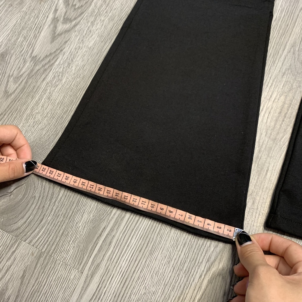 Quần ống loe nữ 9 tấc cạp cao có túi chất vải Umi Hàn co giãn quần legging ống loe nữ lưng cao cạp thun tôn dáng