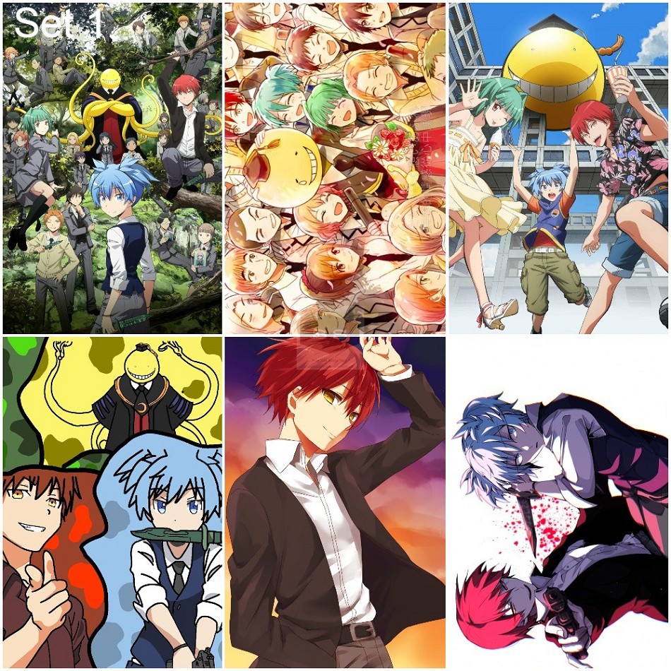 Bộ 6 Áp phích - Poster Anime Assassination Classroom - Lớp Học Ám Sát (bóc dán) - A3,A4,A5