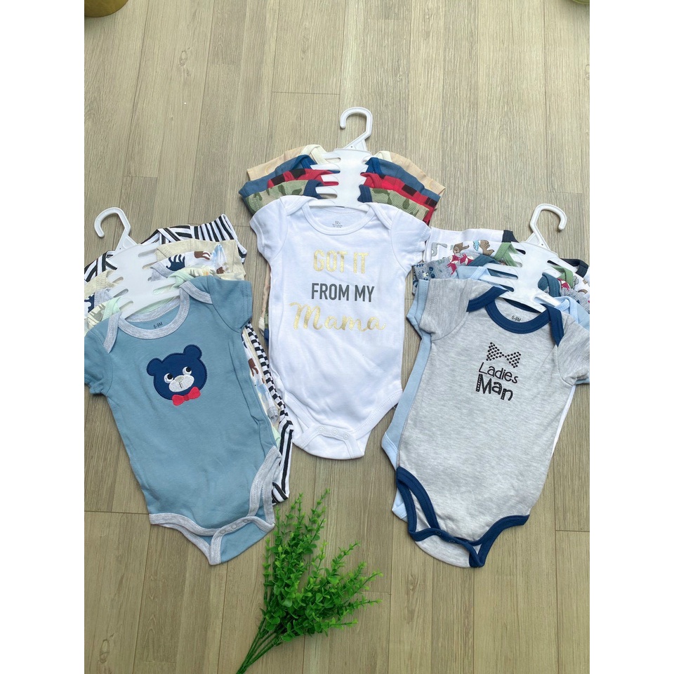 Bộ 5 bodysuit cho bé sơ sinh  body chip dành cho bé gái bé trai (0-12 tháng)