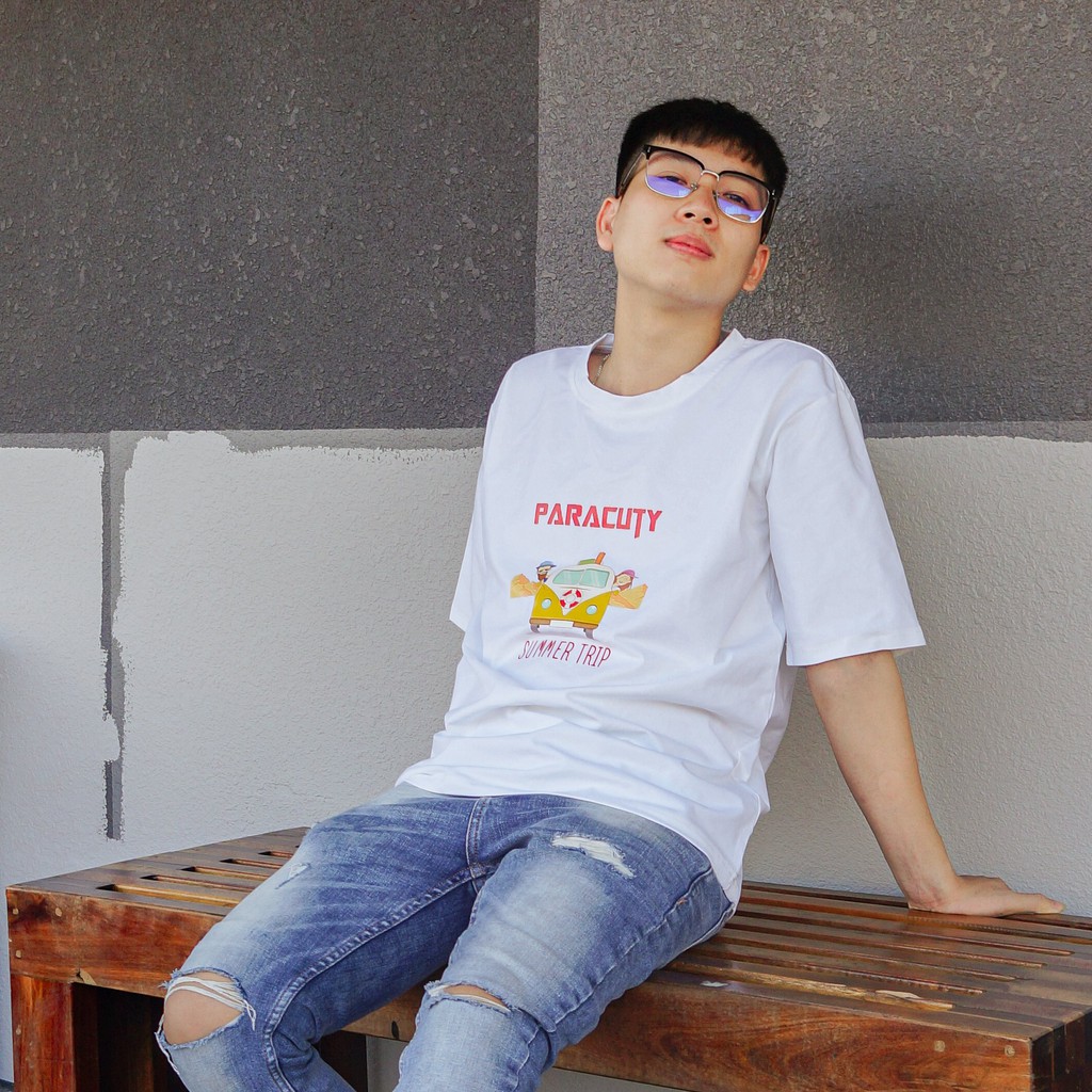 Áo thun nam nữ Unisex PARACUTY Summer Trip - P06 chất liệu cotton 100%, co giãn 4 chiều, dày dặn, form rộng tay lỡ | BigBuy360 - bigbuy360.vn