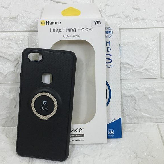 Ốp lưng dẻo đen iface 3 trong 1 kèm nhẫn cho Vivo Y81