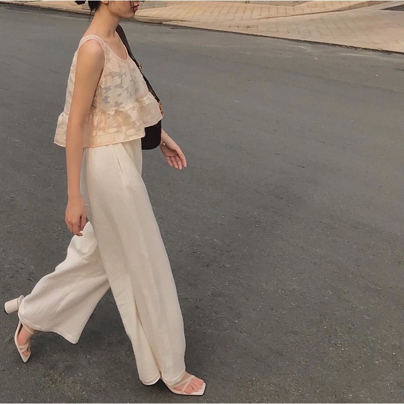 Quần ống rộng Cotton Pants trắng dài