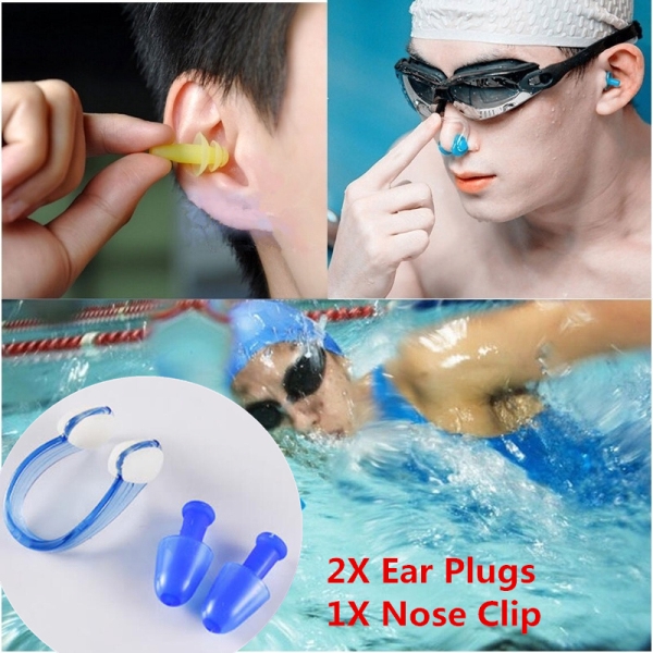 Bộ nút tai + kẹp mũi bằng silicone chống thấm nước dùng khi bơi có hộp đựng cho cả trẻ em và người lớn