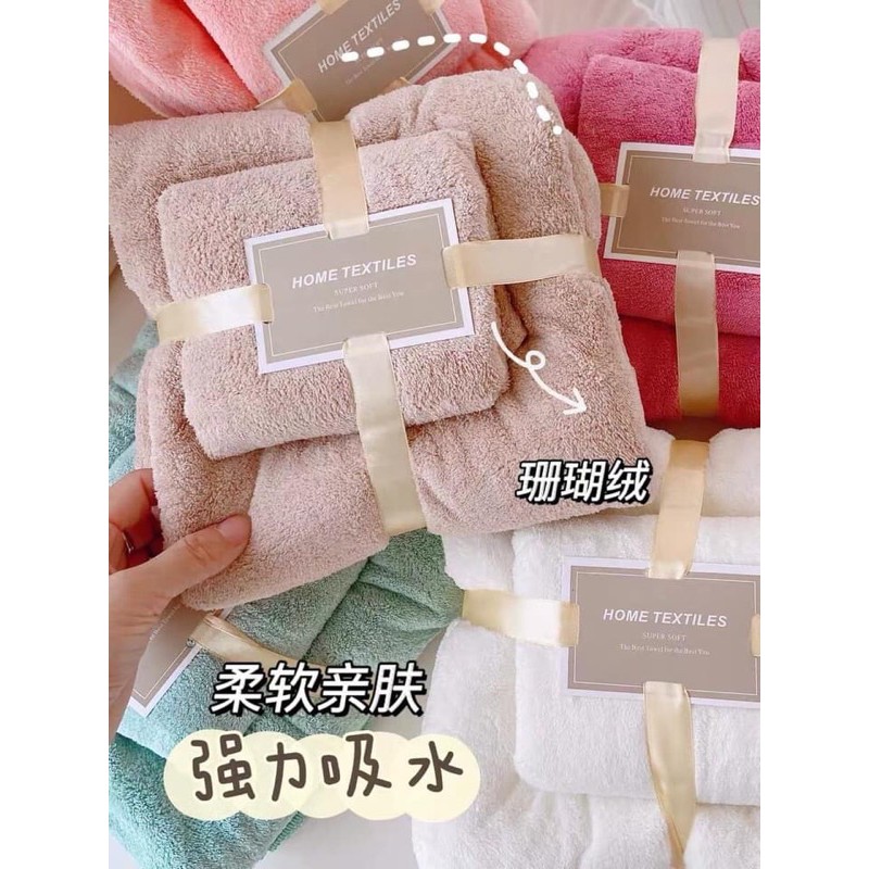Sét 2 chiếc khăn tắm lông cừu cao cấp siêu thấm