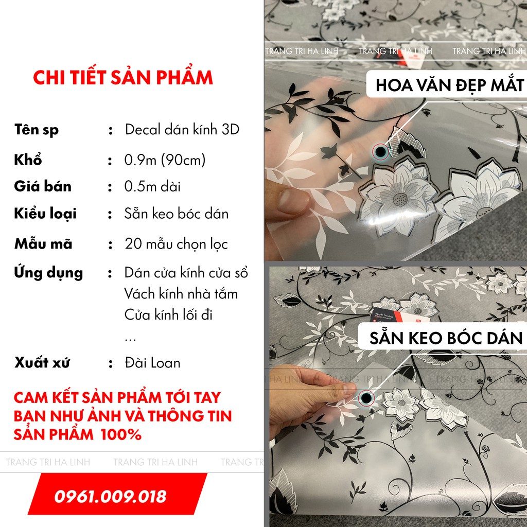 Giấy dán kính 3d khổ 90cmx50cm , decal dán kính hơn 20 mẫu đẹp trang trí giá rẻ