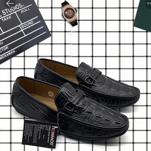 Giày lười nam, giày mọi nam, da bò cao cấp, size 38-43, dập vân cá xấu, da thật 100% bảo hành 24 tháng