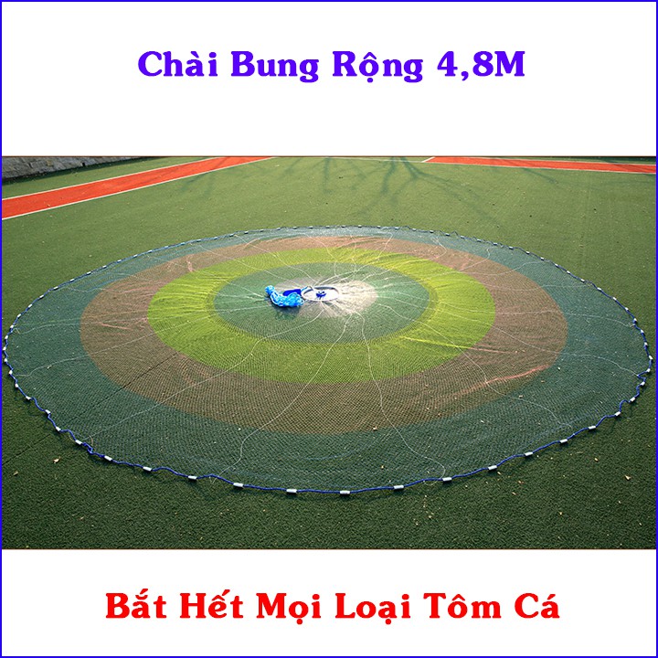 Chài đánh cá 7 màu rộng 4 mét