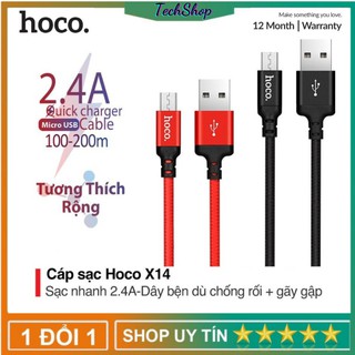 Cáp Sạc Nhanh Micro USB Hoco X14 Cho Android Dây Dù 1M & 2M Chống Đứt [Đổi Mới Trong 10 Ngày]