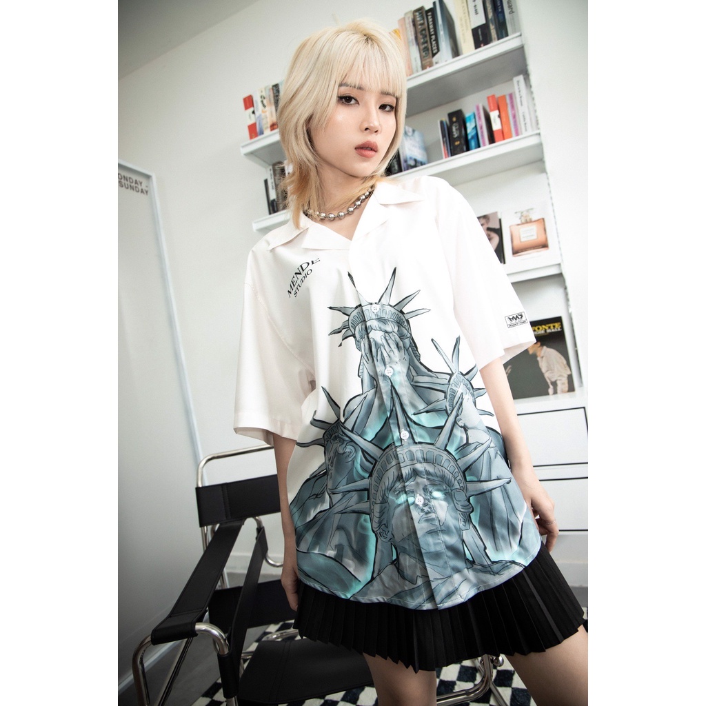 MENDE - Libartas Shirt Màu Kem - Áo sơ mi nam tay ngắn