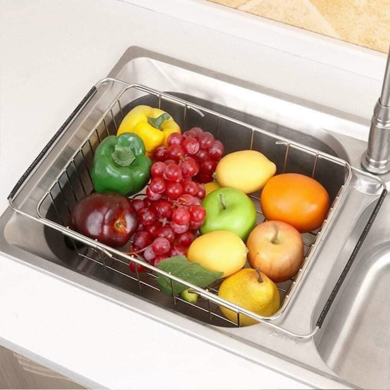 GIỎ INOX RÚT GỌN GÁC BỒN RỬA BÁT TIỆN DỤNG - HÀNG TO ĐẸP