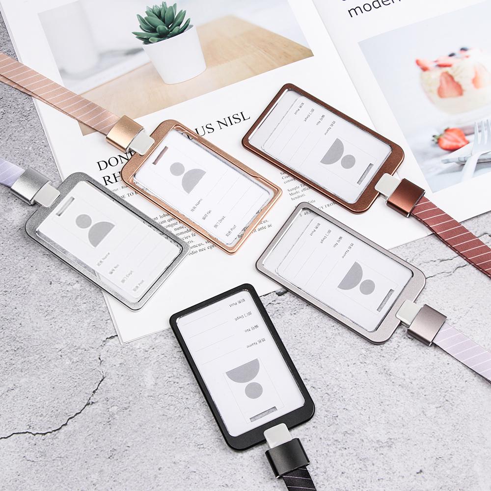 Hộp Đựng Thẻ ID Bằng Hợp Kim Nhôm Chống Nước Kèm Dây Đeo Cho Trường Học / Văn Phòng