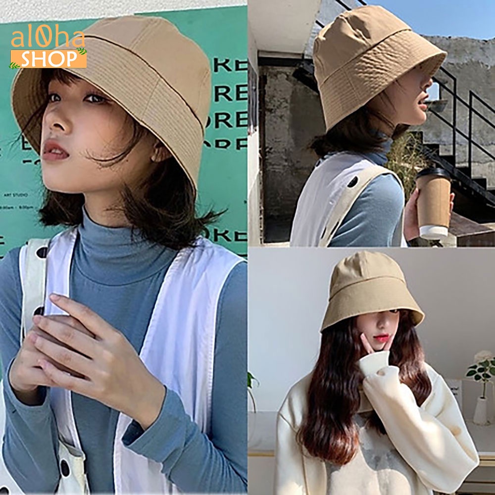 Nón bucket vành cụp trơn - mũ tai bèo Ulzzang phong cách, cá tính Unisex nam nữ - al0ha Shop