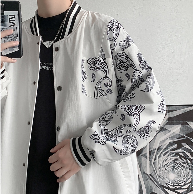 áo khoác phong cách Hàn Quốc áo khoác bomber bông áo khoác 2 lớp in ấn áo khoác bóng chày