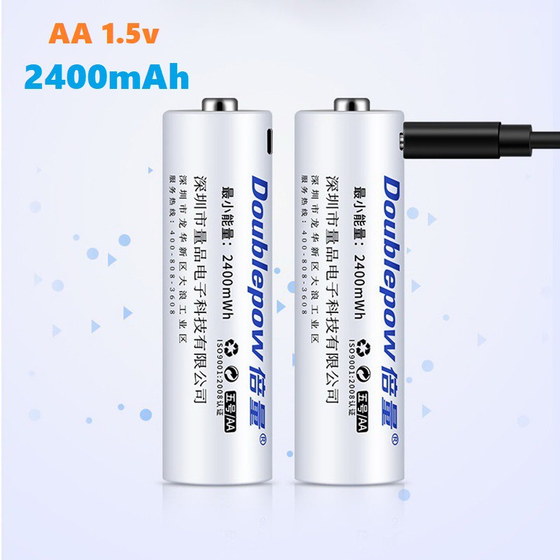 Bộ Pin Sạc Lithium AA Doublepow 2400mAh 1.5V