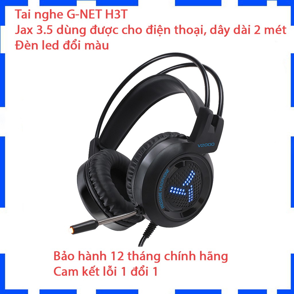 Tai Nghe Gaming Gnet H3T Có Mic - Màu đen và đỏ - Đèn led đổi màu - Dùng được cho điện thoại