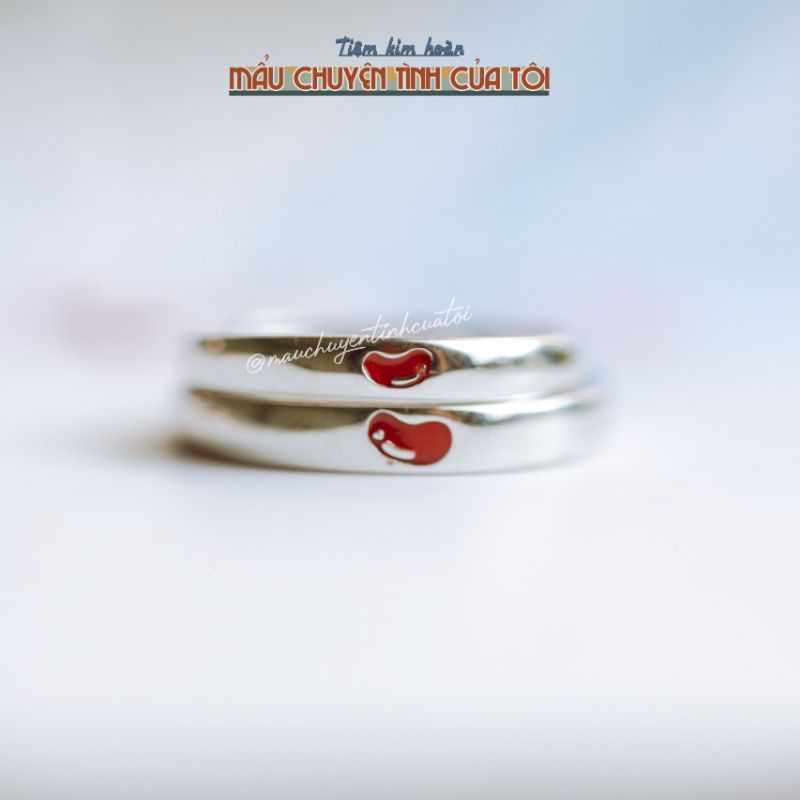 Nhẫn bạc Hạt Đậu đỏ- Nhẫn bạc cặp đôi - - Mẩu chuyện tình của tôi