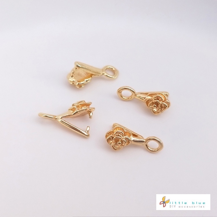 Dây Chuyền Mạ Vàng Hồng 14K Mặt Hình Bông Hoa Xinh Xắn Cho Nữ