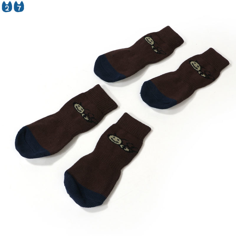 Bộ 4 Đôi Vớ Cotton Mềm Giữ Ấm Chống Trượt Cho Cún Cưng Cỡ Lớn 27 Cái